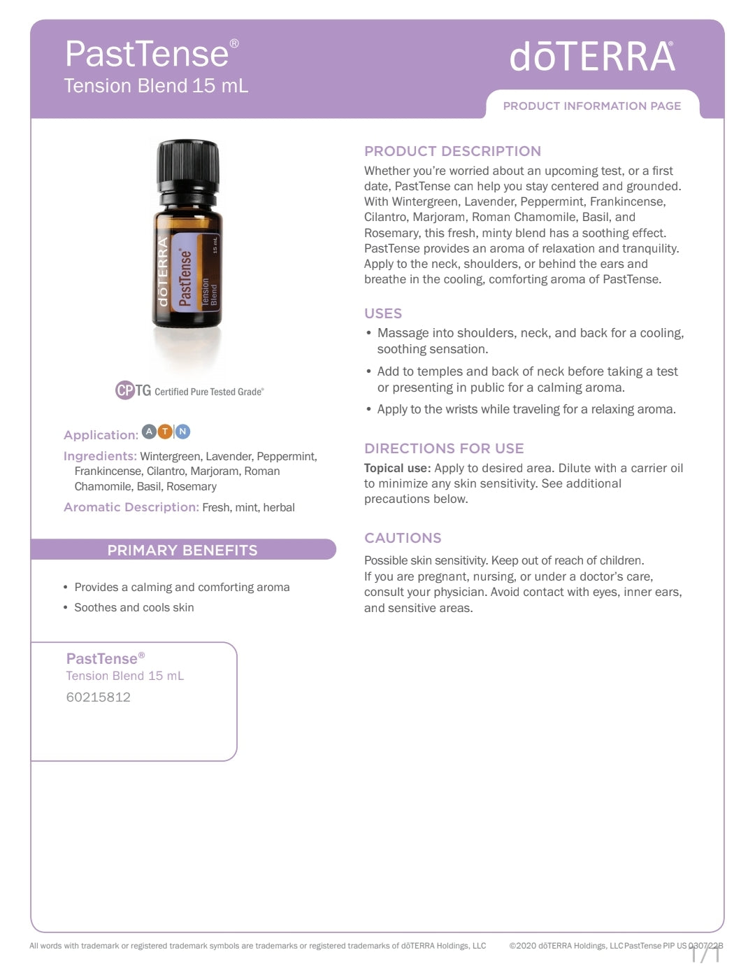 dōTERRA PastTense 15ml