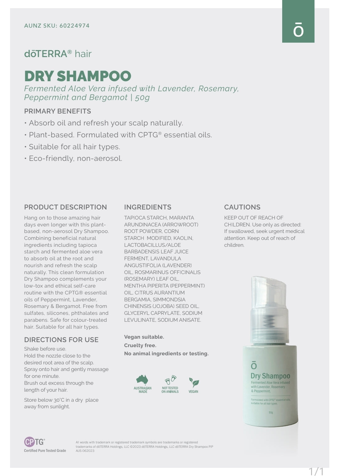 DoTERRA Dry Shampoo 50 g