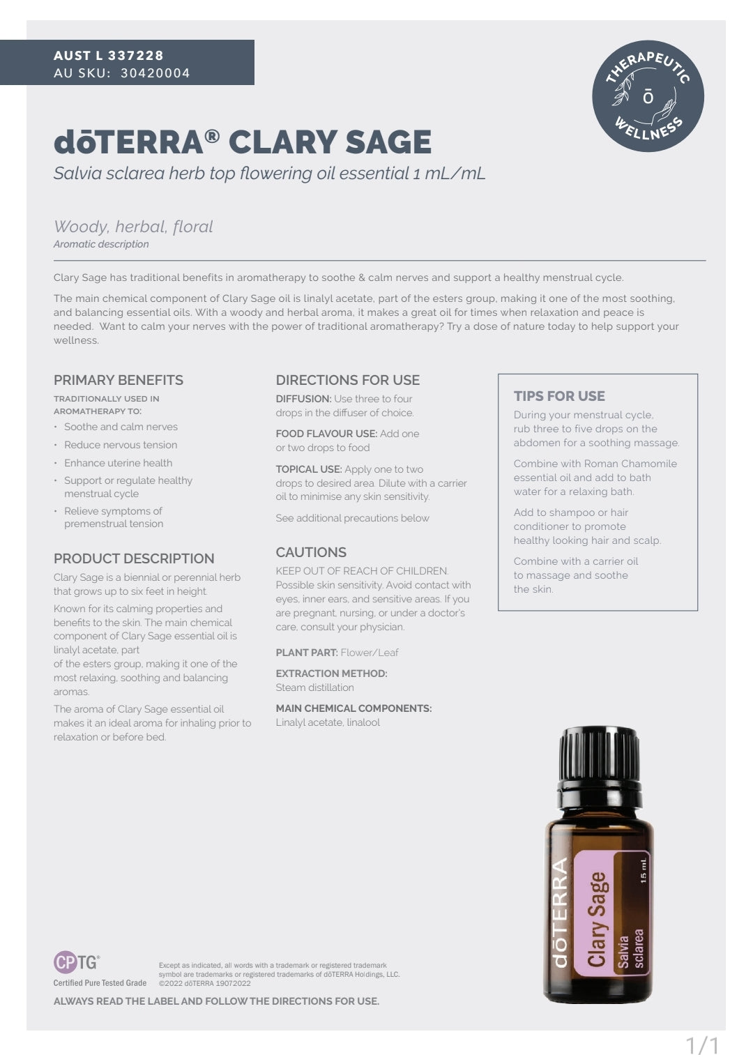 dōTERRA Clary Sage 15ml