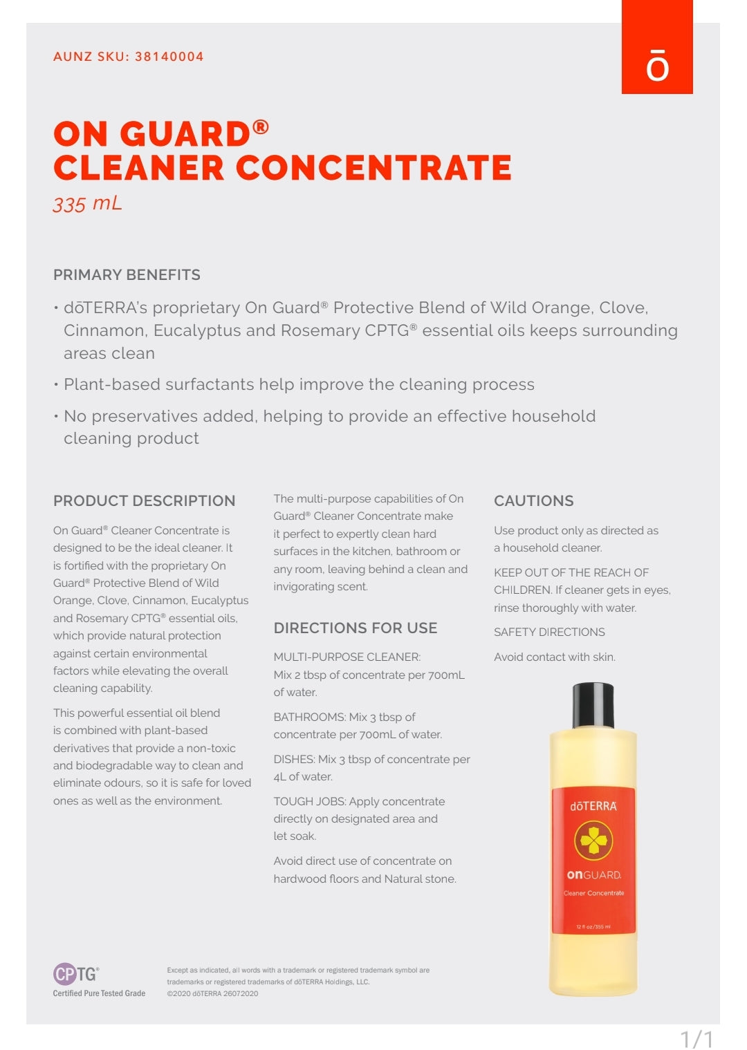 dōTERRA On Guard Cleaner 335ml