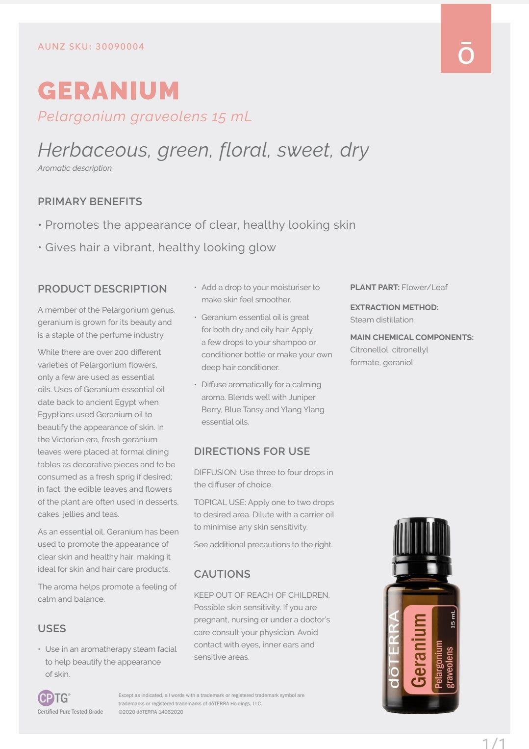dōTERRA Geranium 15ml