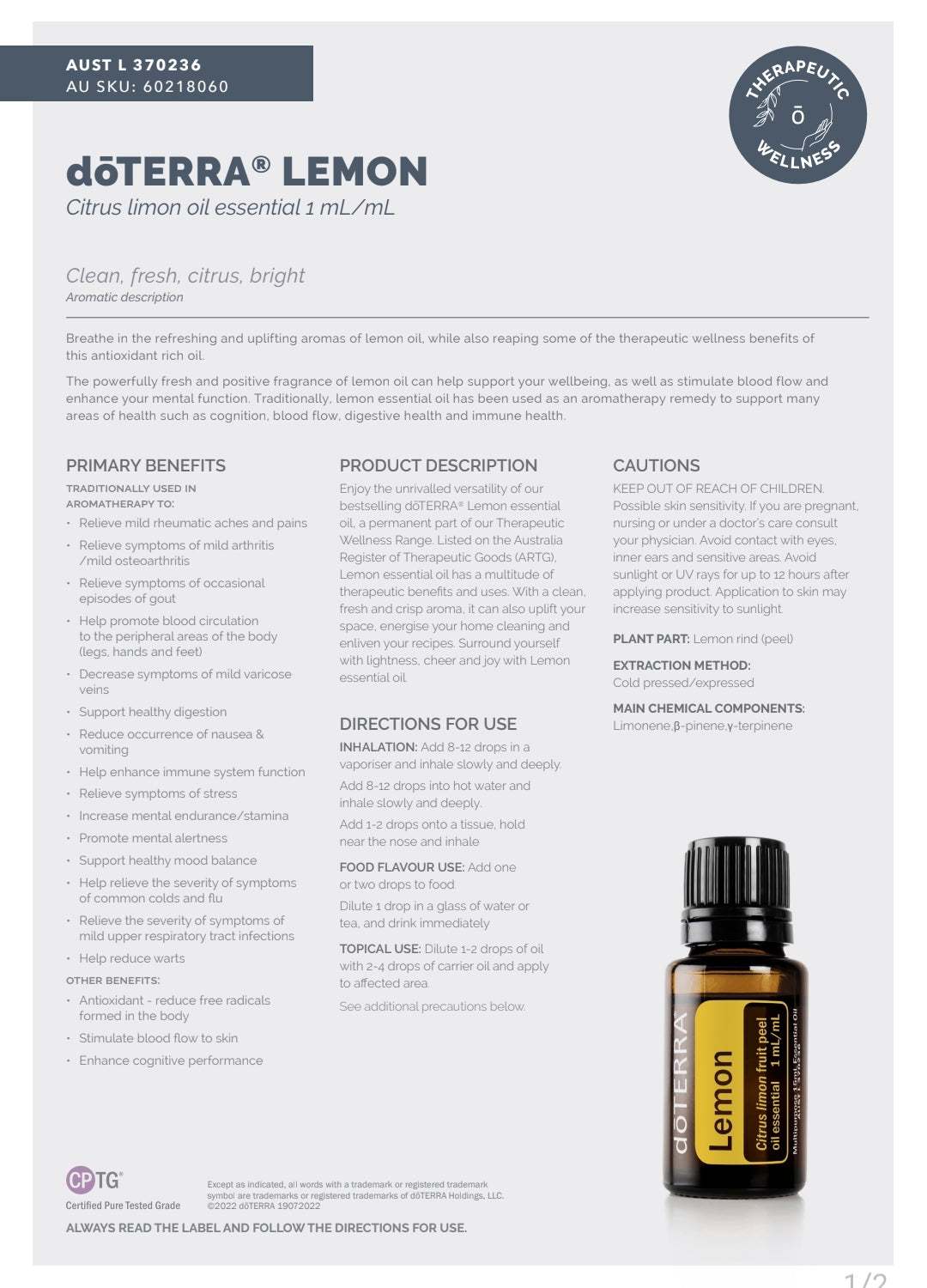 dōTERRA Lemon Oil 15ml