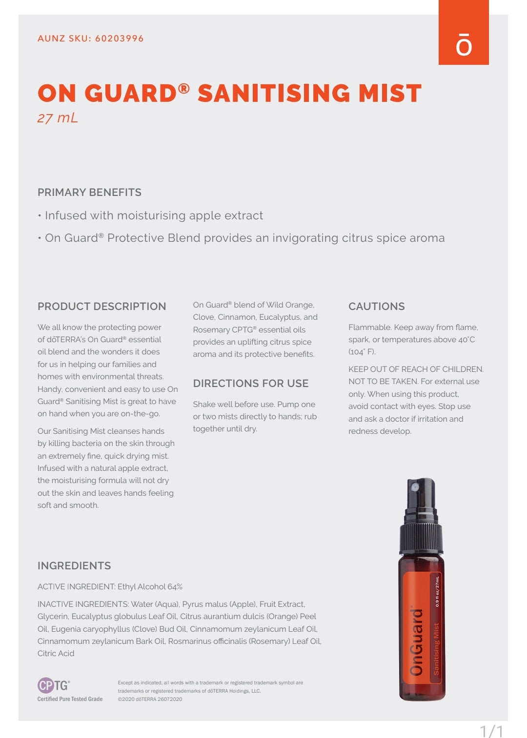 DoTERRA On Guard® Sanitising Mist      
