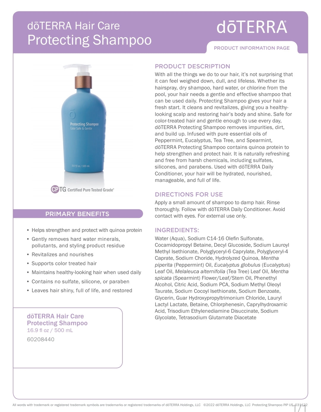 dōTERRA Protecting Shampoo + Conditioner