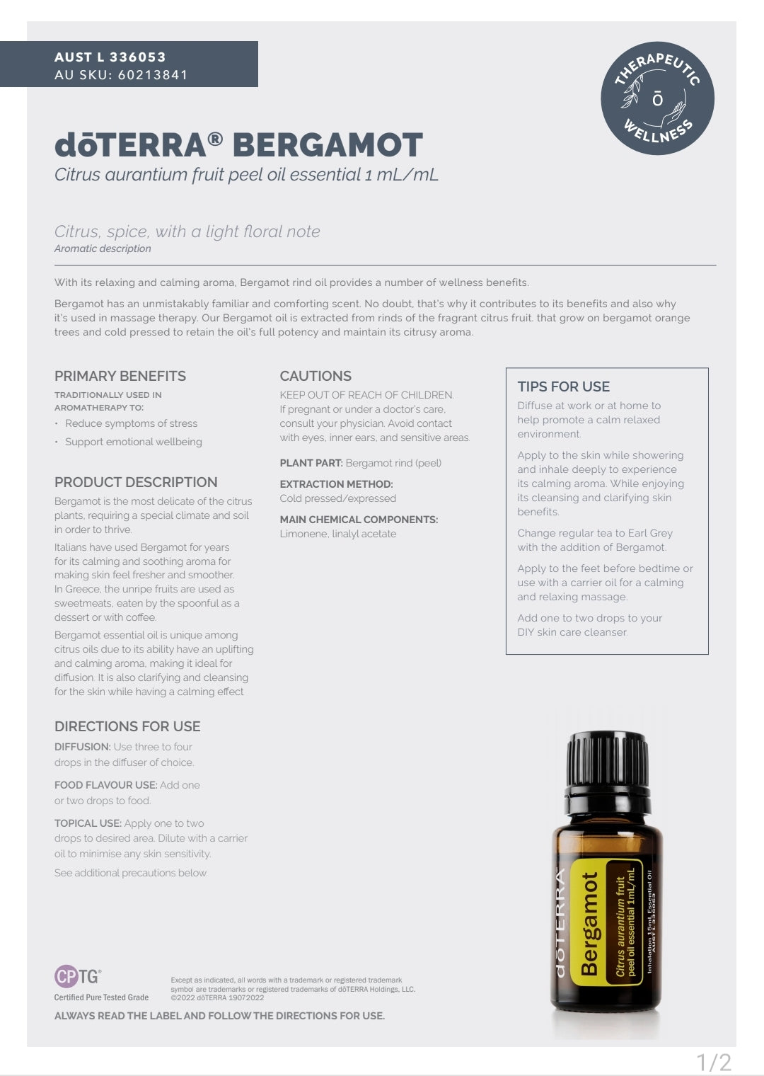 dōTERRA Bergamot 15ml