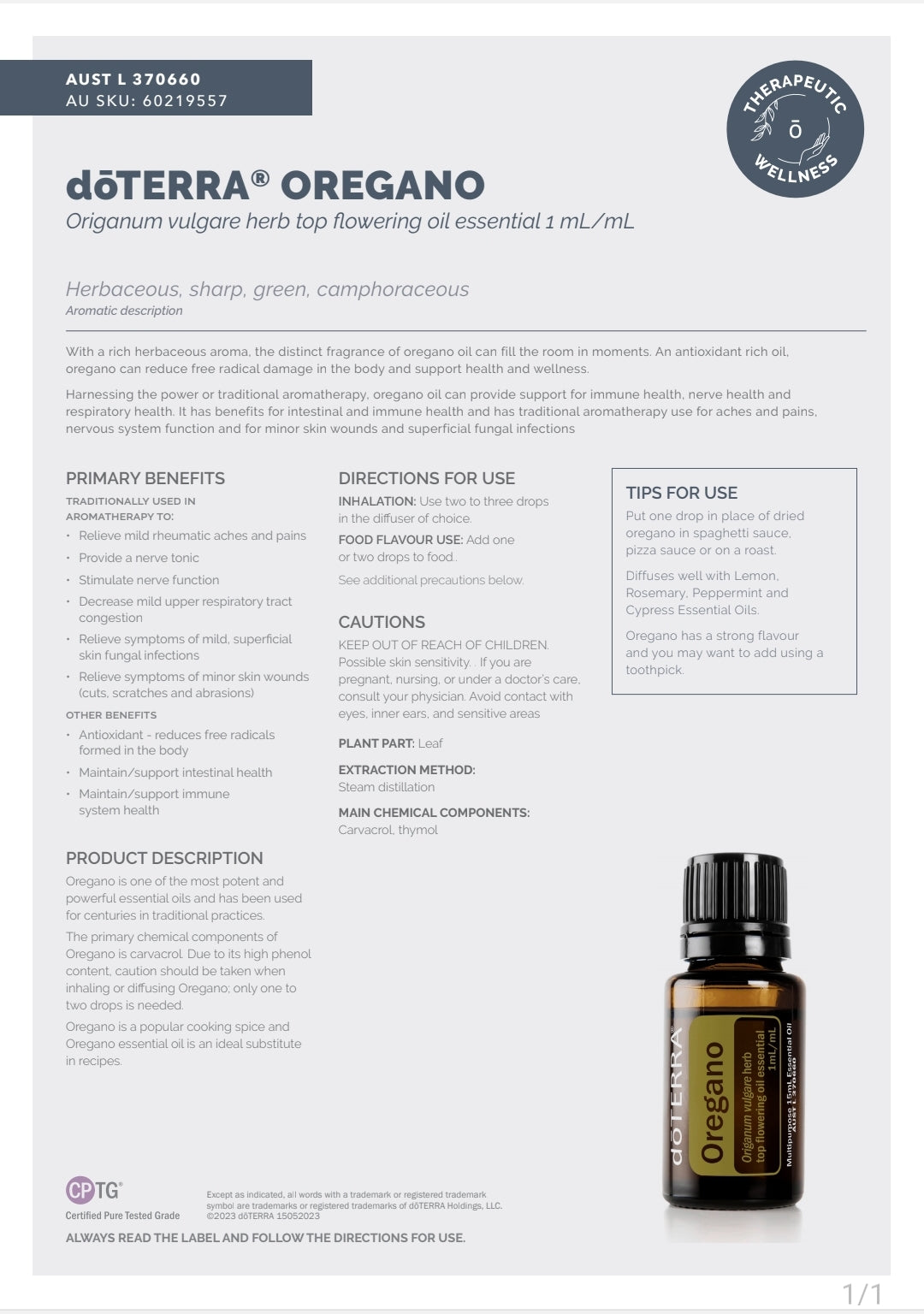 dōTERRA Oregano Oil 15 ml