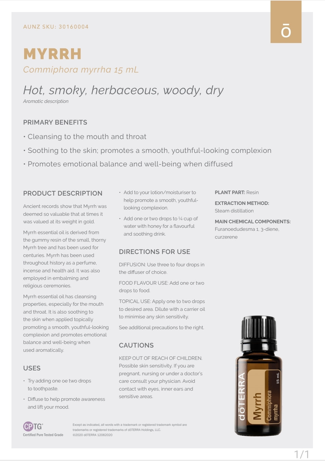 Myrrh Oil  Commiphora myrrha 15 ml