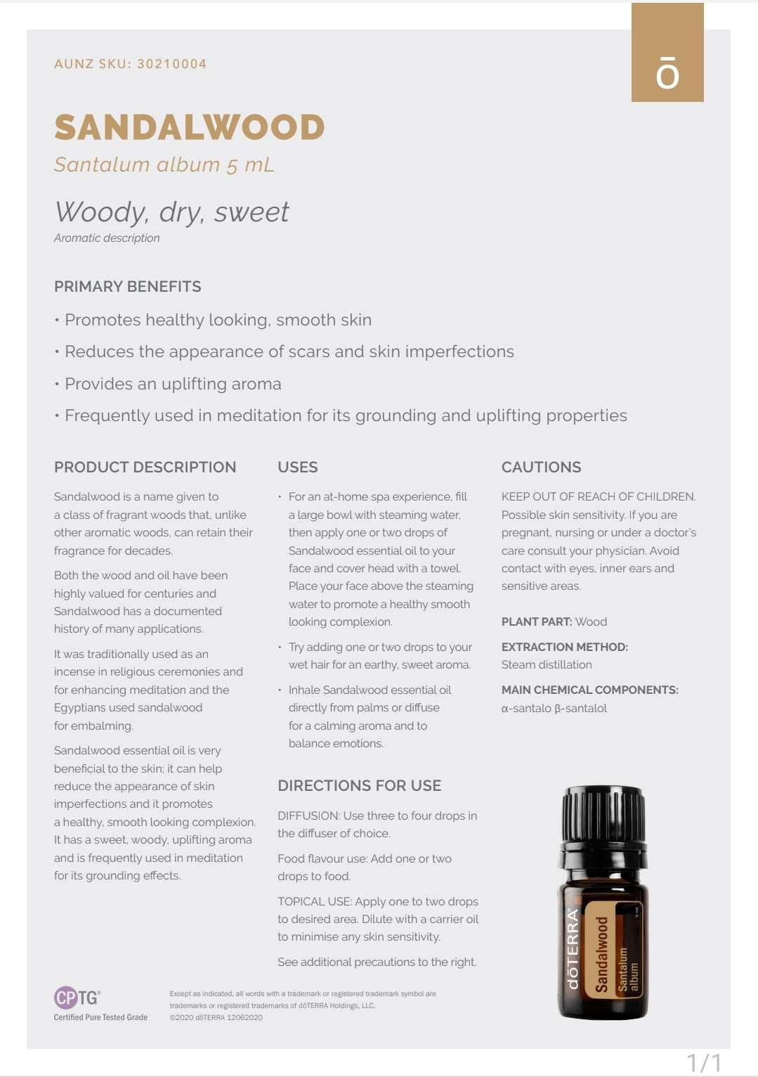 Sandalwood Oil  Santalum album 5 ml